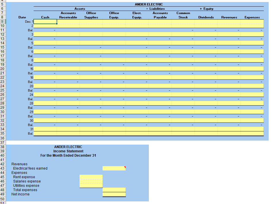 preparing financial statements C4 P1 P2 Helga Ander started a new business