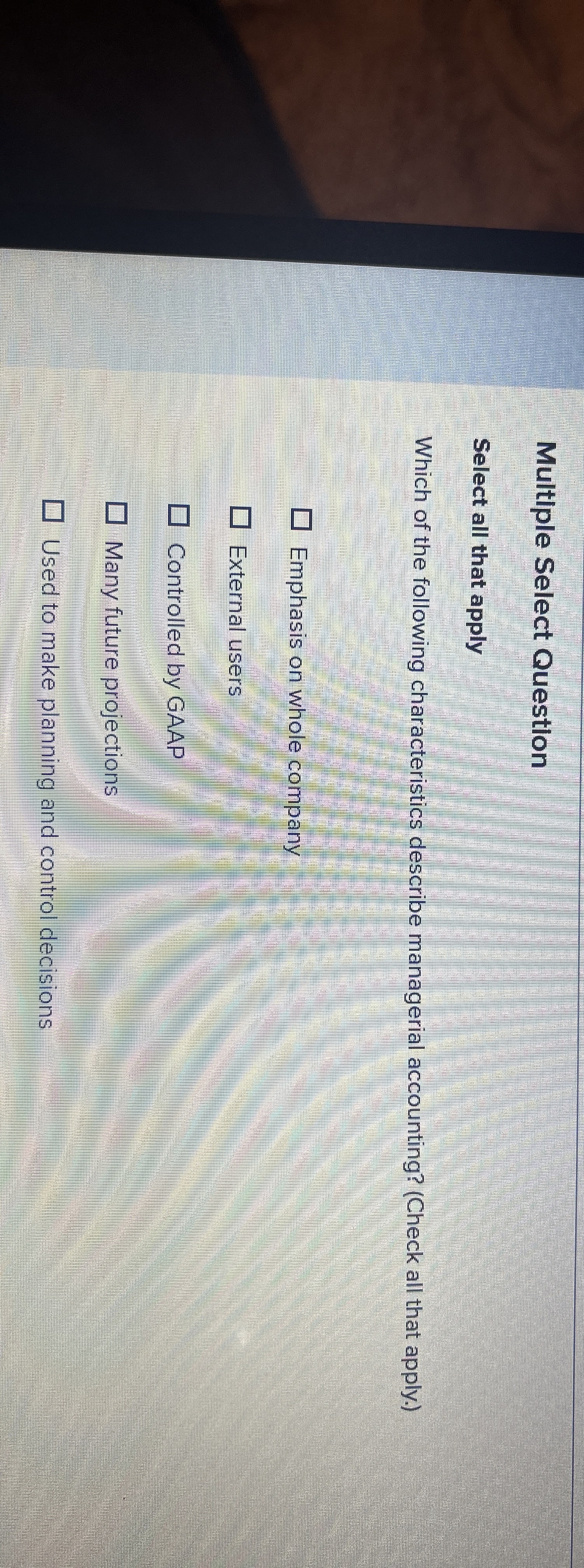  Multiple Select Question Select all that apply Which of the following