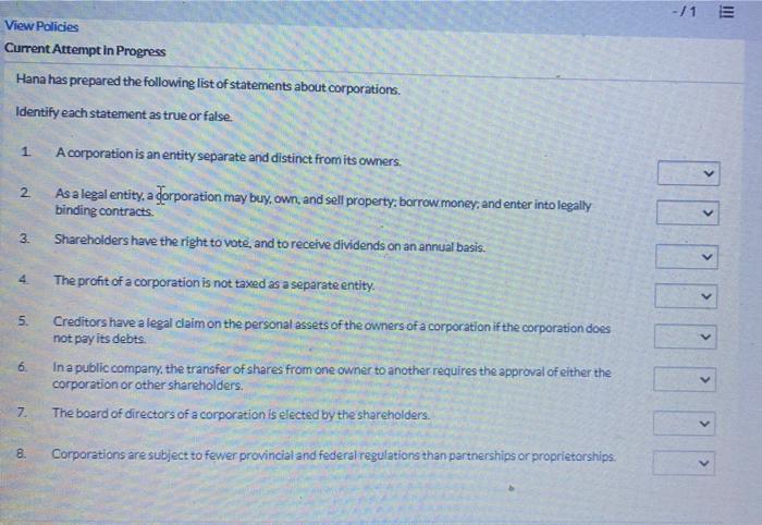  - /1 E View Policies Current Attempt in Progress Hana has