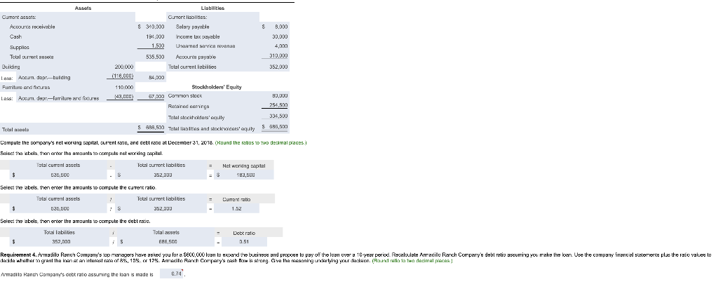I need help with Requirement 4 Assets Current as Accounts receivable $