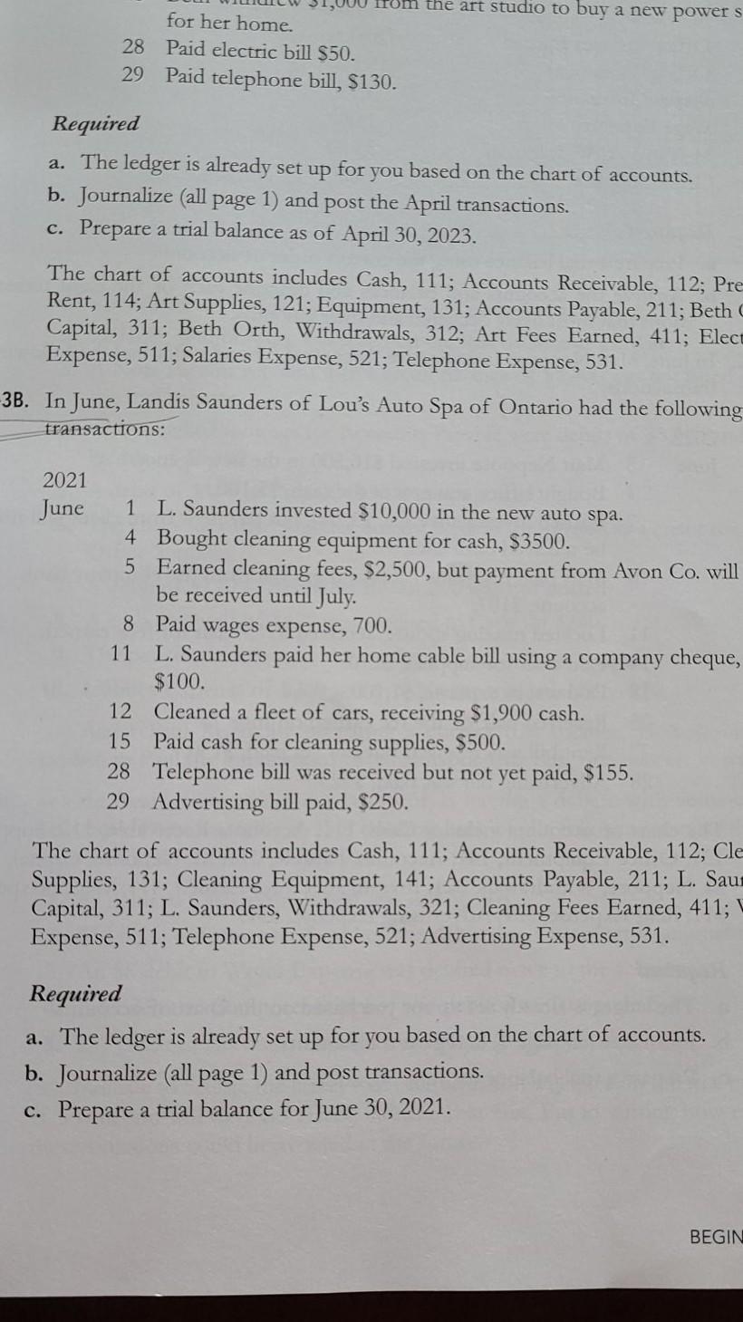 521: Telephone Expense, 531. 133. In June, Landis Saunders of Lou's Auto