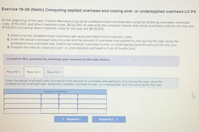 LO P4 At the beginning of the year, Custom Manufacturing set its