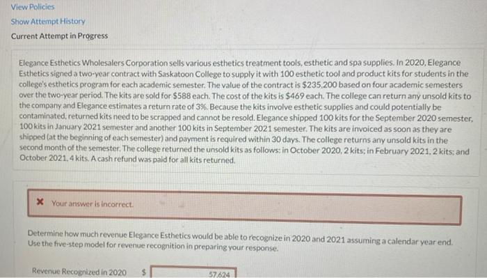  View Policies Show Attempt History Current Attempt in Progress Elegance Esthetics