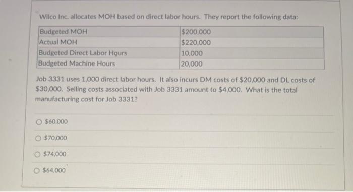 on the basis of direct labor hours. They report the following budgeted