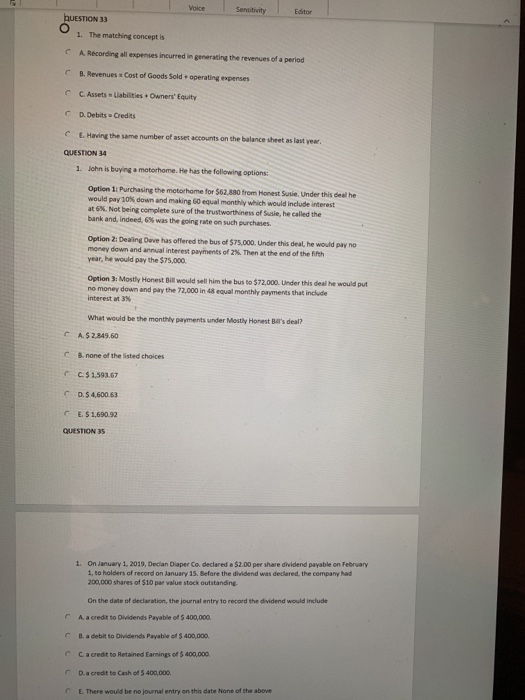 Voice Sensitivity - Editor QUESTION 33 The matching concept is C