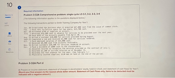  10 Part 4 167 points Required information Problem 3-32A Comprehensive problem:
