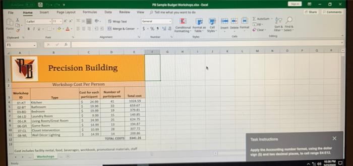 ($) and two decimal places, to cell range E4:E12. File Home Page