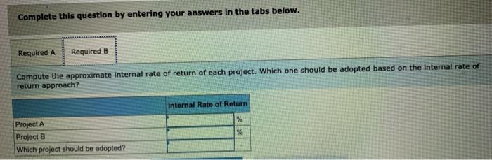 of Thornton Enterprises, is considering two investment opportunities. Because of limited resources,