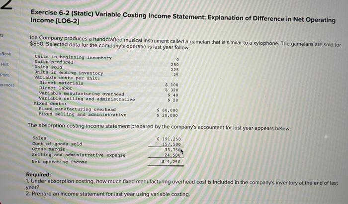  need help with both requirements 1 and 2 Exercise 6-2 (Static)