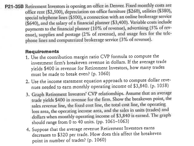 Do not copy any other solution. Show all workings. P21-35B Retirement