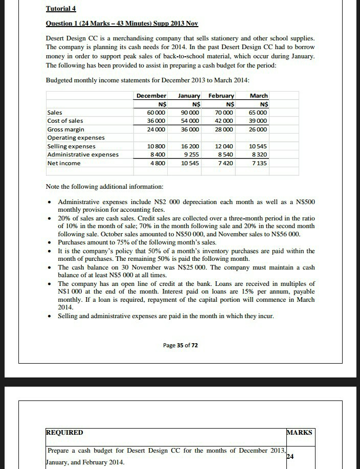  Need clear ,step by step answers..... Tutorial 4 Question 1 (24