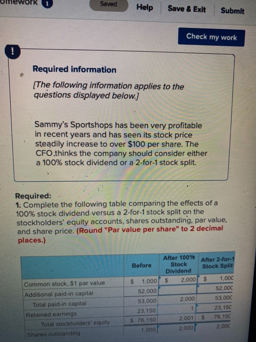  Omework 1 Saved Help Save & Exit Submit Check my work