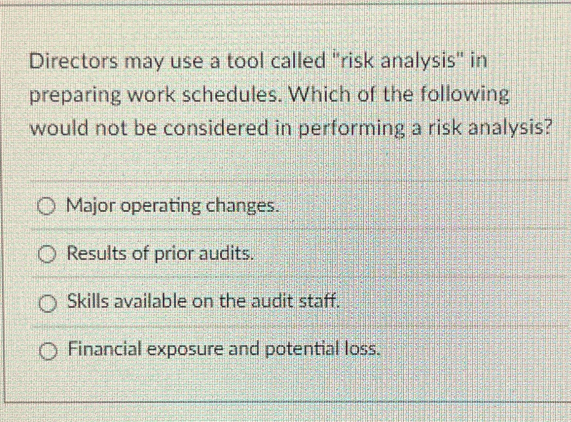  Directors may use a tool called "risk analysis" in preparing work