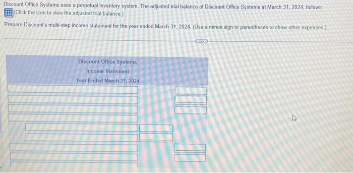 income statement for the year ended March 31, 2024 . (Use a