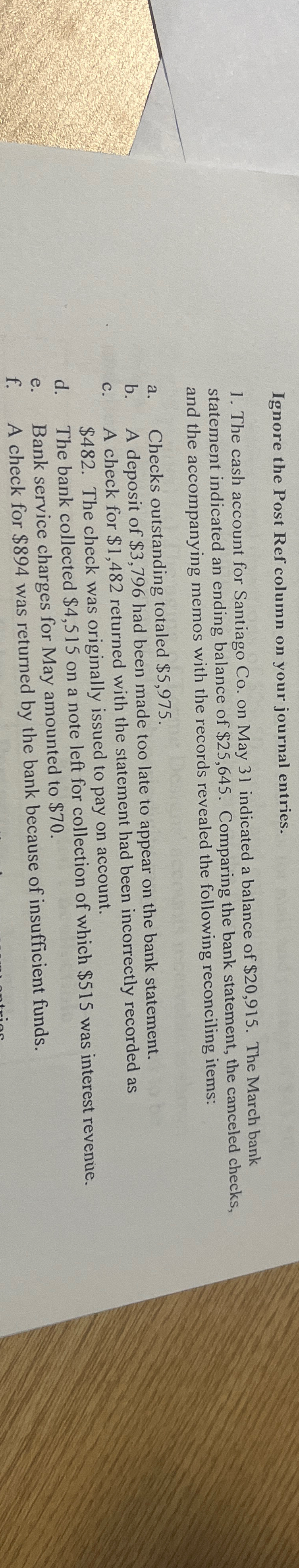  Ignore the Post Ref column on your journal entries. The cash