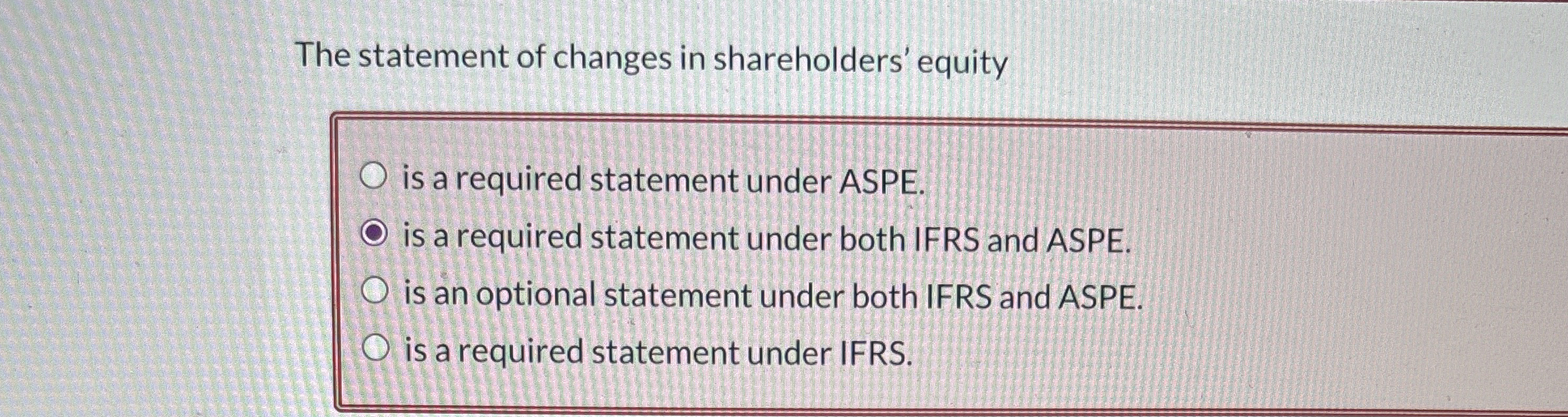  The statement of changes in shareholders' equity is a required statement
