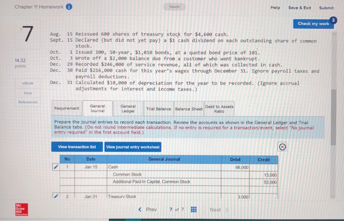  Chapter 11 Homework Saved Help Sove& Exit Submit Check my work