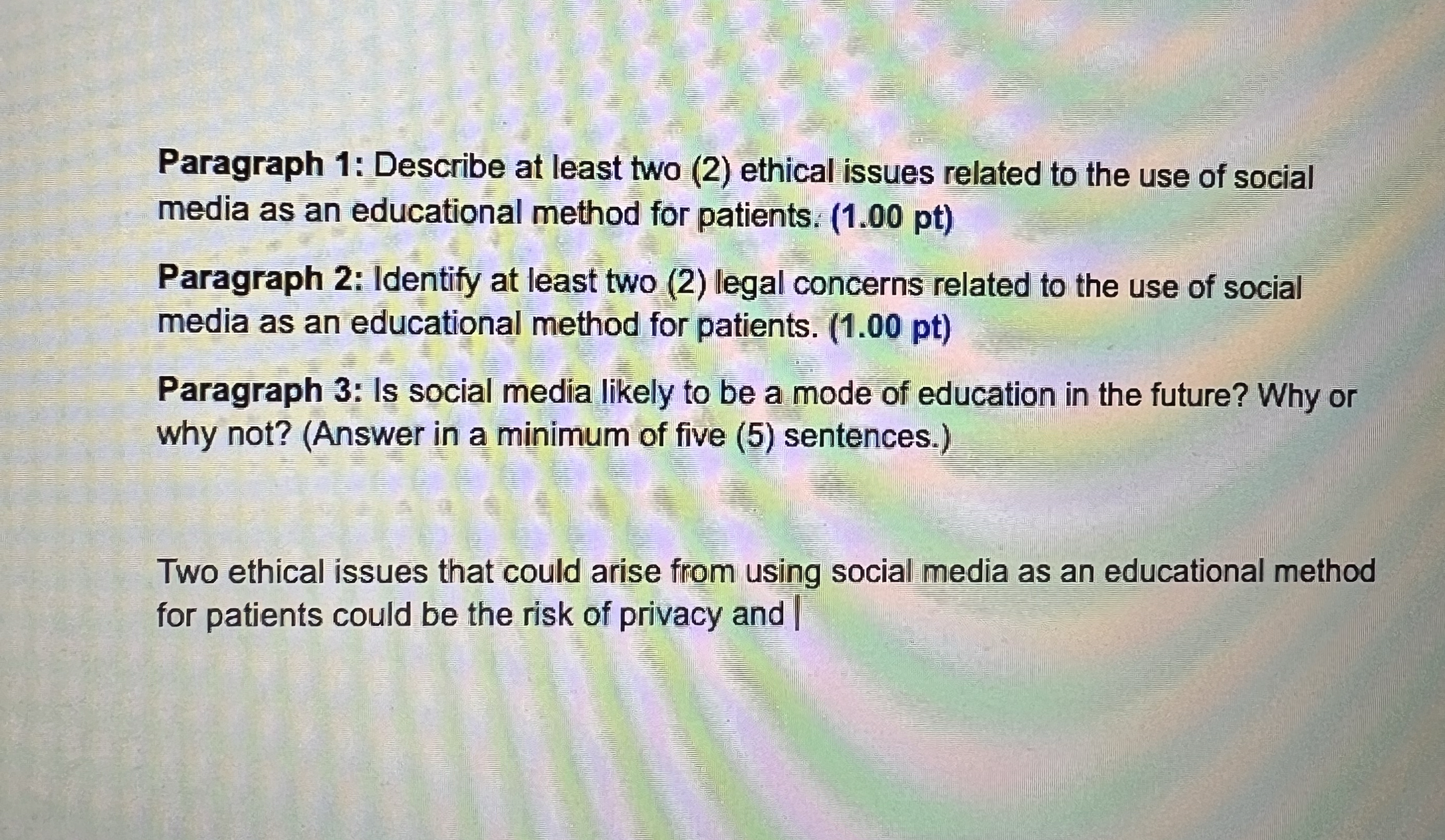  Paragraph 1: Describe at least two (2) ethical issues related to