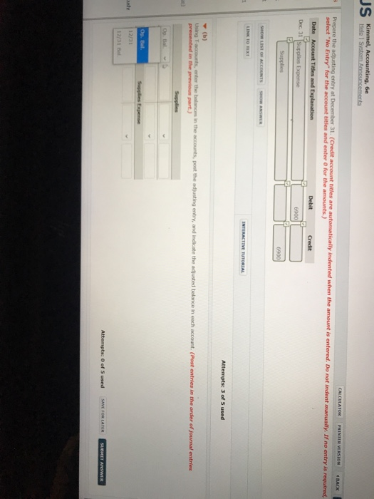 Exercise 4-4 (Part Level Submission) Cullumber Company's trial balance at December 31