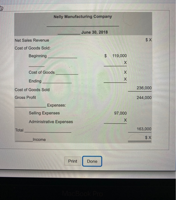 of cost of goods manufactured and income statement of Nelly Manufacturing Company