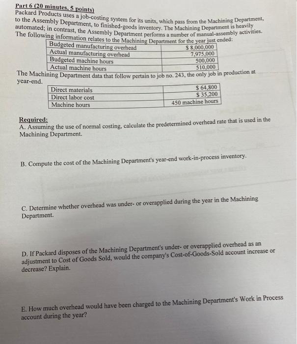  pls solve i dont have much time Part 6 ( 20