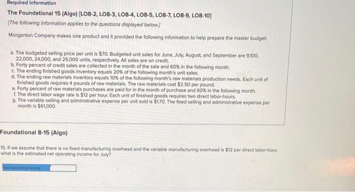 following information applies to the questions displayed below) Morganton Company makes one