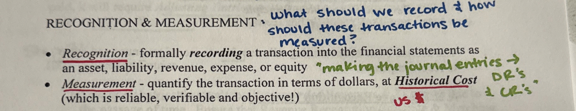  RECOGNITION & MEASUREMENT * What should we record a how should