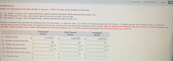 has issued three types of debt on January 1, 2020, the start