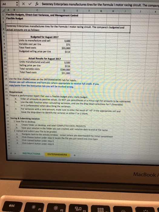 and a static budget. (Always use cell references and formulas where appropriate