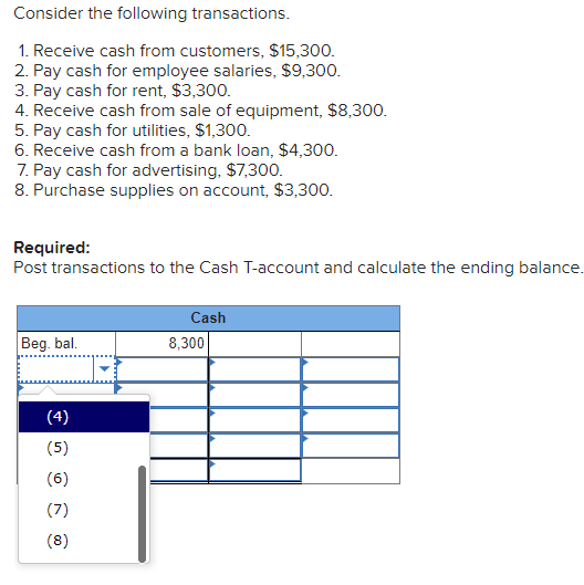 right sides are choosing (1) to (8), middle two columns are regular.
