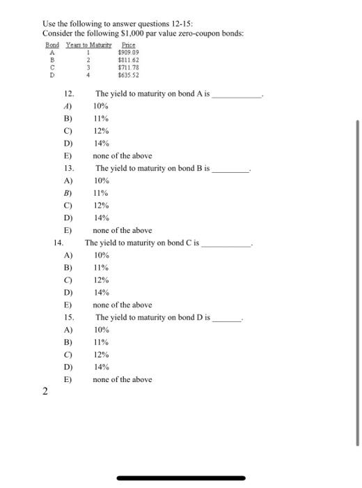 maturity C) annual interest divided by the par value D) the internal