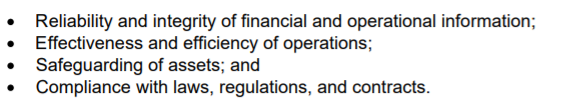 Explain the basic internal control objectives using specific controls as illustrations Reliability