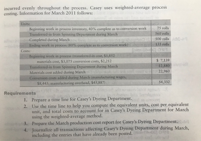 with beginning inventory; preparing a production cost report and recording transactions on