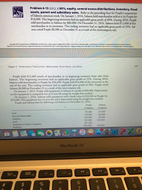 Accounting Complete the worksheet for consolidated financial statements for the year ended