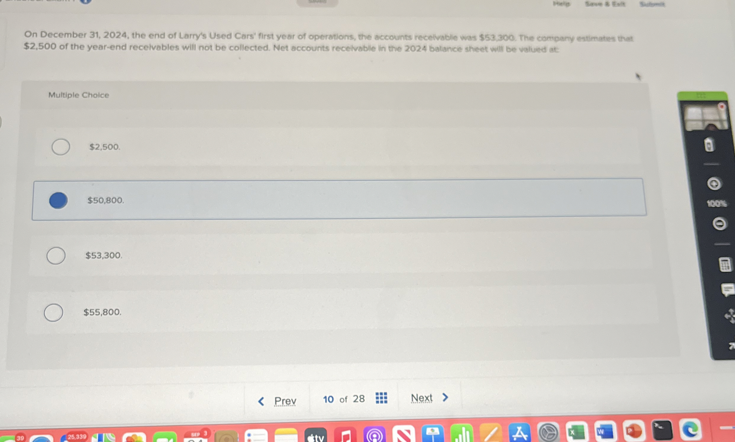  On December 31,2024, the end of Larry's Used Cars' first year