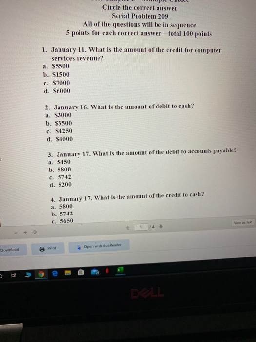 ACCT 1010-104 Test Chapter 5Multiple Choice Circle the correct answer Serial Problem