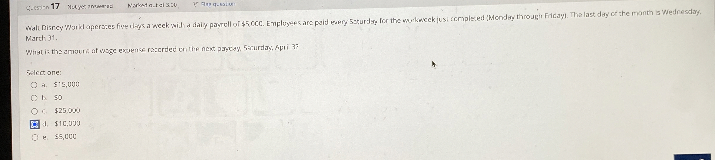  Walt Disney World operates five days a week with a daily