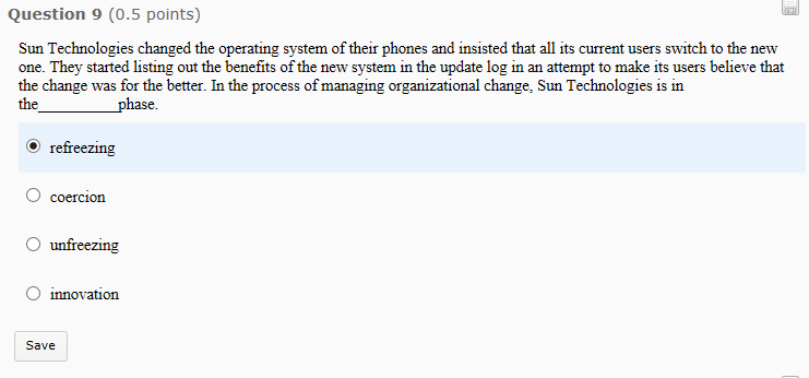  Question 9 (0.5 points) Sun Technologies changed the operating system of