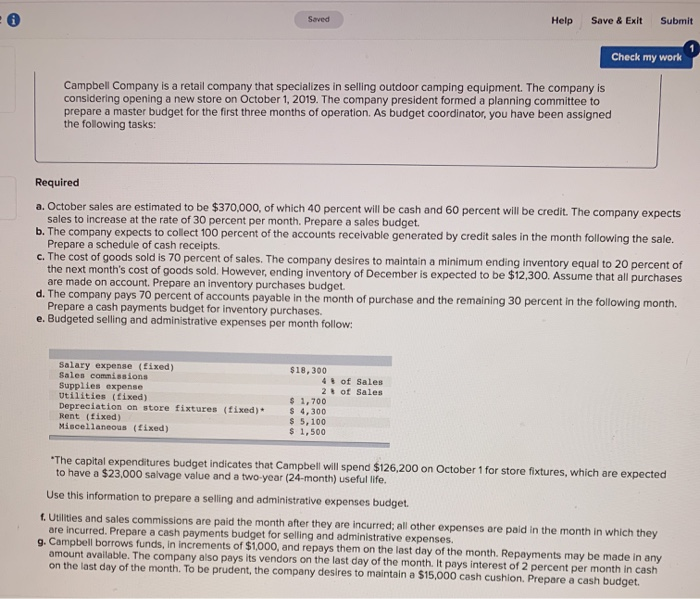  Saved Help Save & Exit Submit Check my work Campbell Company