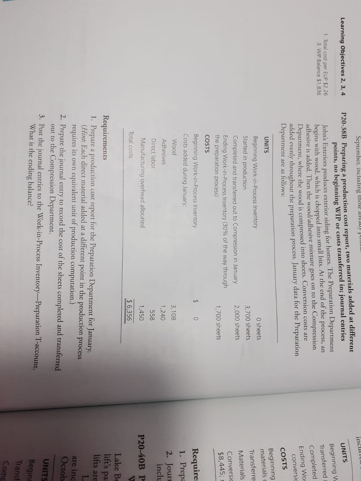 P20-38B Learning Objectives 2, 3, 4 UNITS 1. Total cost per EUP