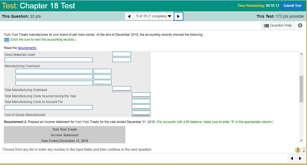 20 pts 9 of 19 (7 complete) This Test: 170 pts possible