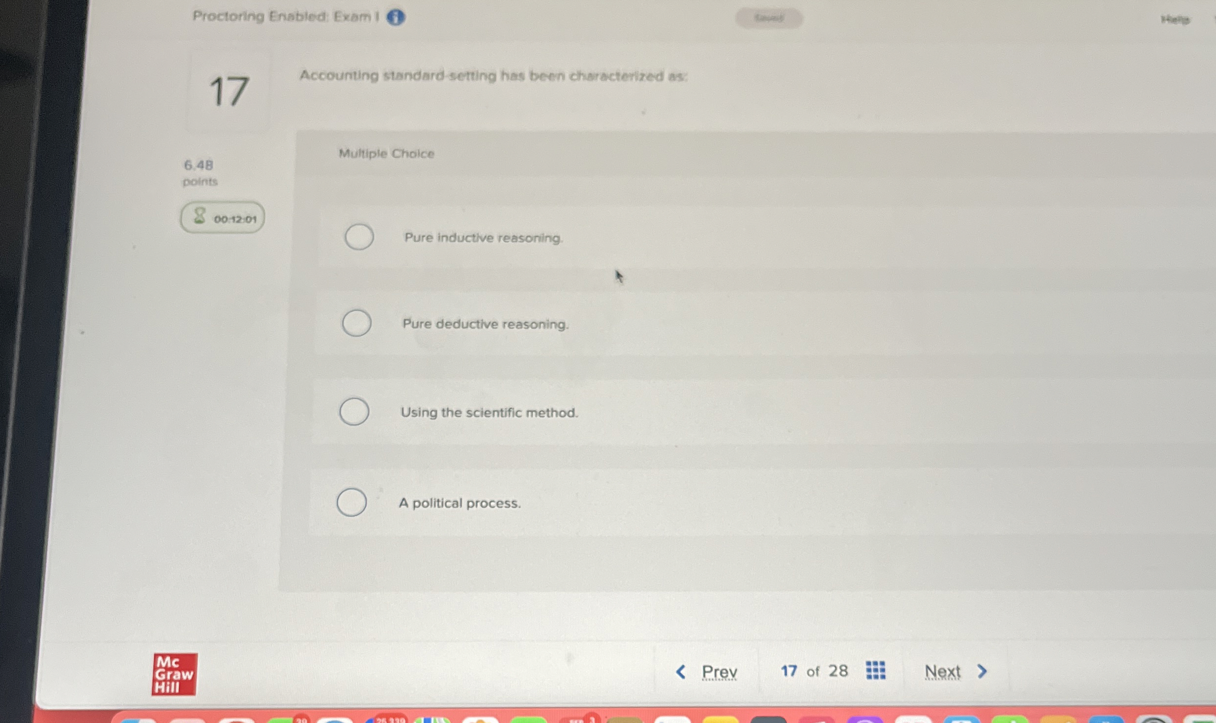  Accounting standard setting has been cheracterized as: Multiple Choice Pure inductive