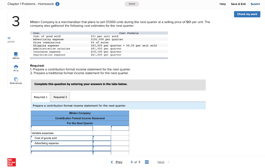  Chapter 1 Problems - Homework A Saved Help Save & Exit