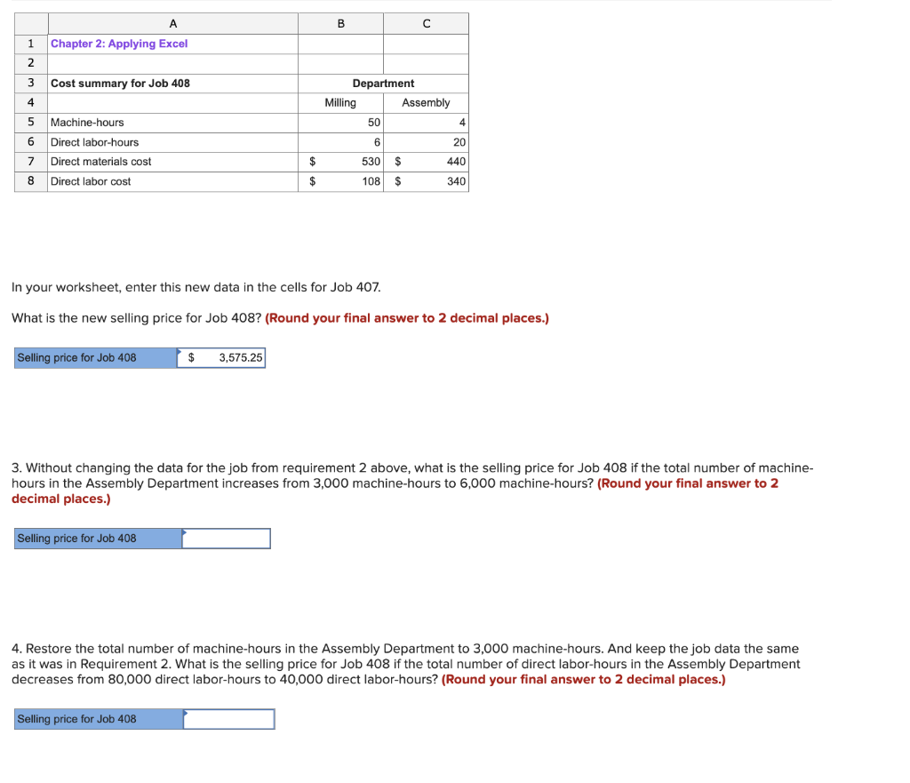  In your worksheet, enter this new data in the cells for