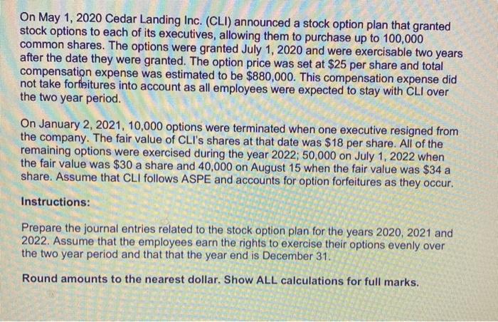 On May 1, 2020 Cedar Landing Inc. (CLI) announced a stock
