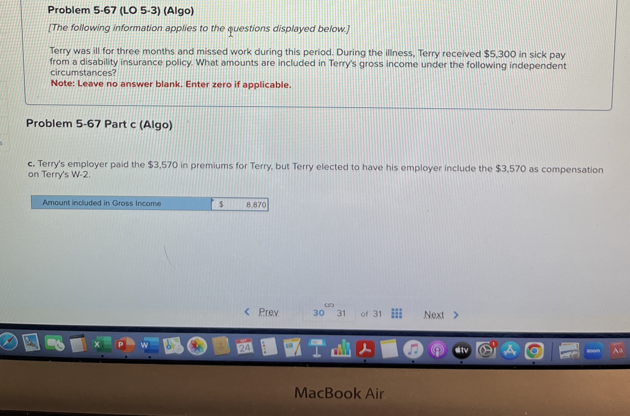  Problem 5-67(LO 5-3)(Algo) [The following information applies to the questions displayed