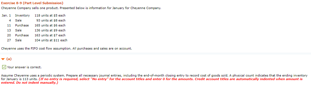 help with part d please Exercise 8-9 (Part Level Submission) Cheyenne Company