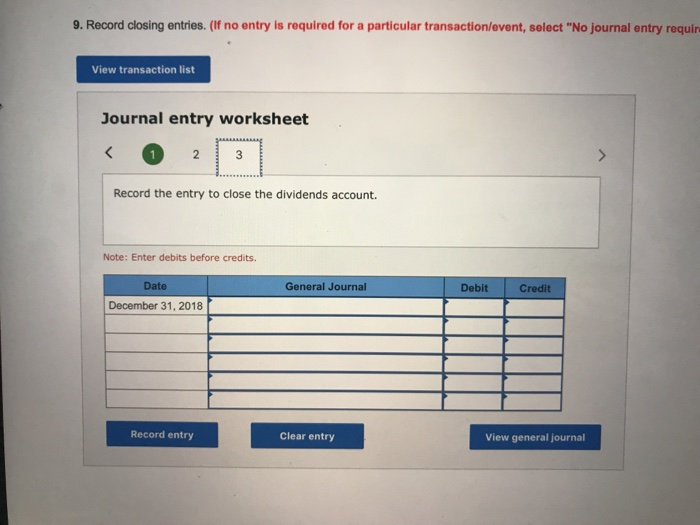 particular transaction/event, select "No journal entry View transaction list Journal entry worksheet