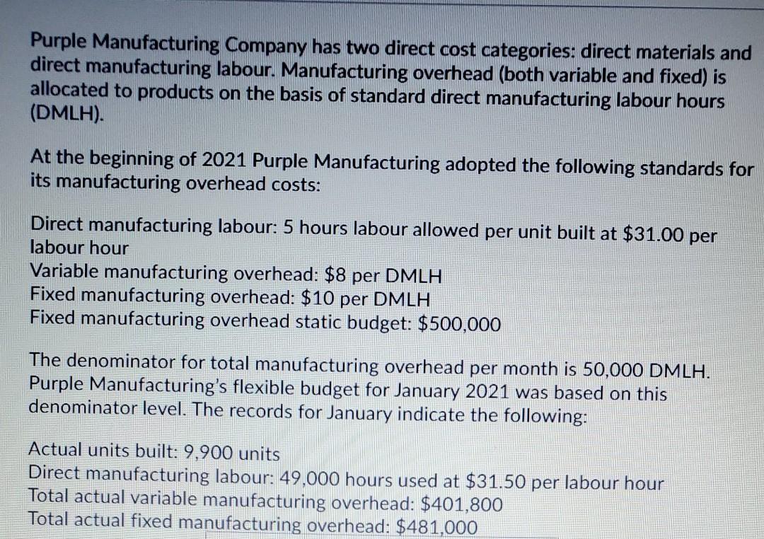  1. what is the fixed manufacturing overhead efficiency variance for the