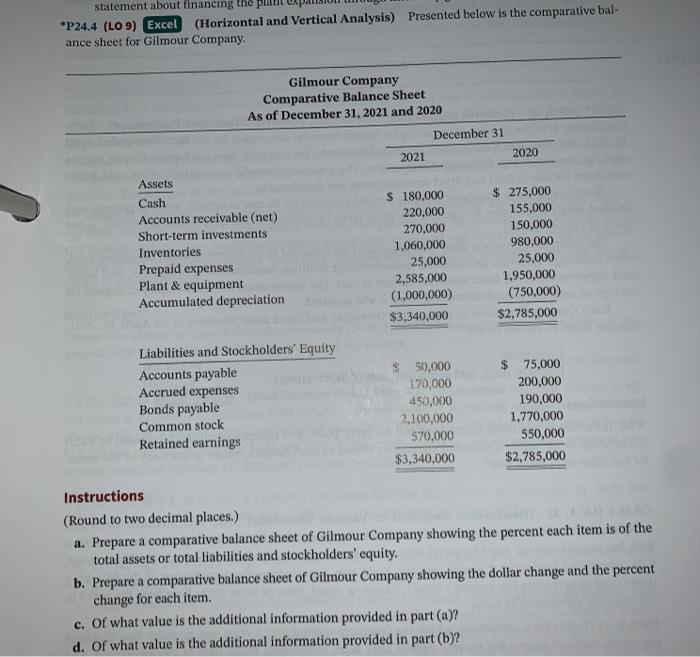  please complete in excel or spreadsheet with correct equations statement about